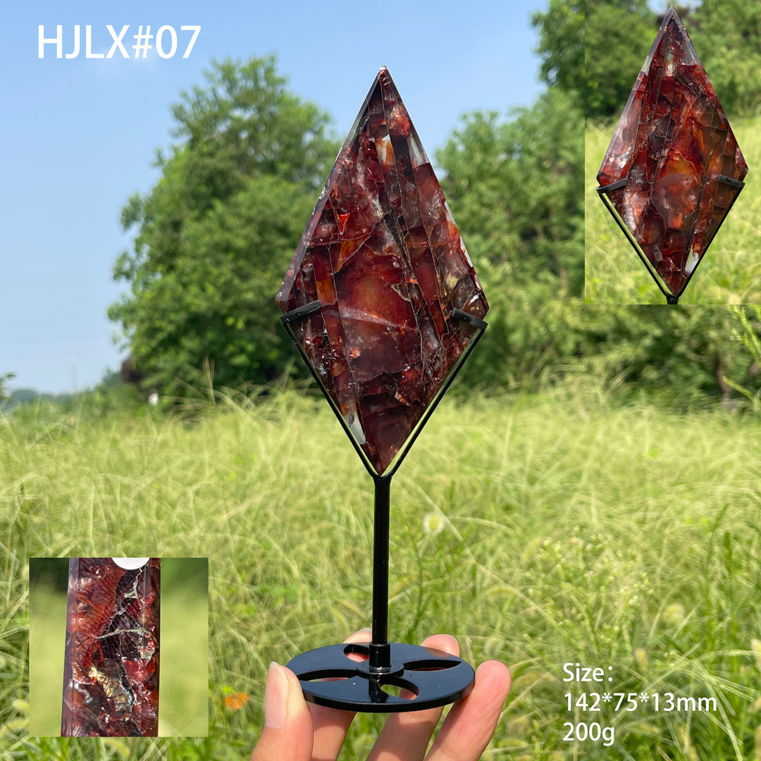 Unique,A Slightly Imperfect Natural Fire Quartz Crystal Diamond Slice