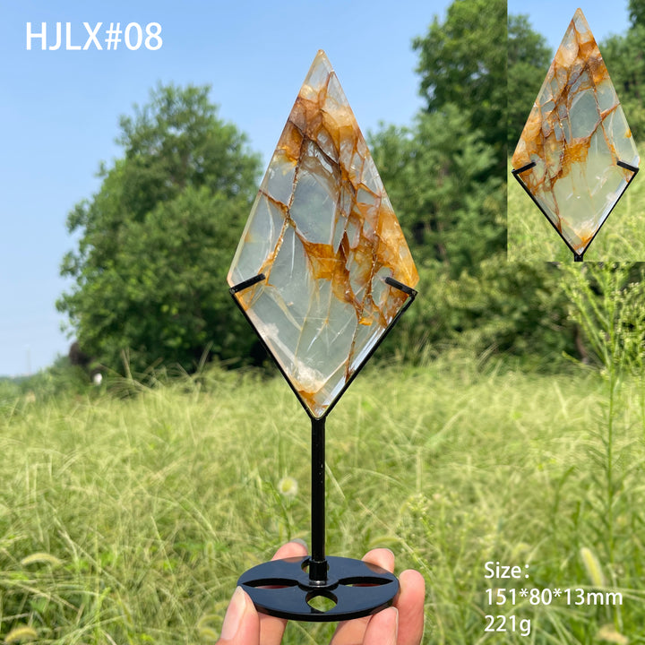 Unique,Natural Crystal Golden Healer Diamond Slice