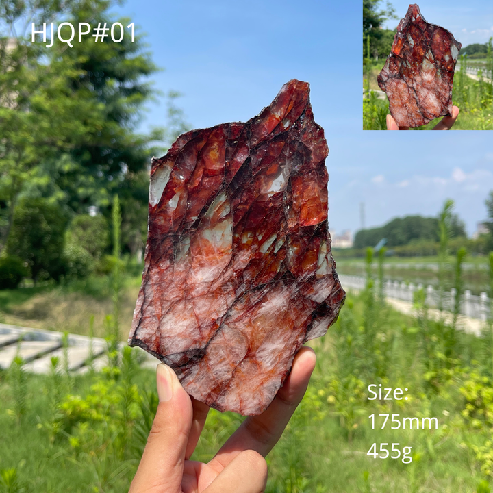 Unique,Natural Crystal Fiery Fire Quartz Slice