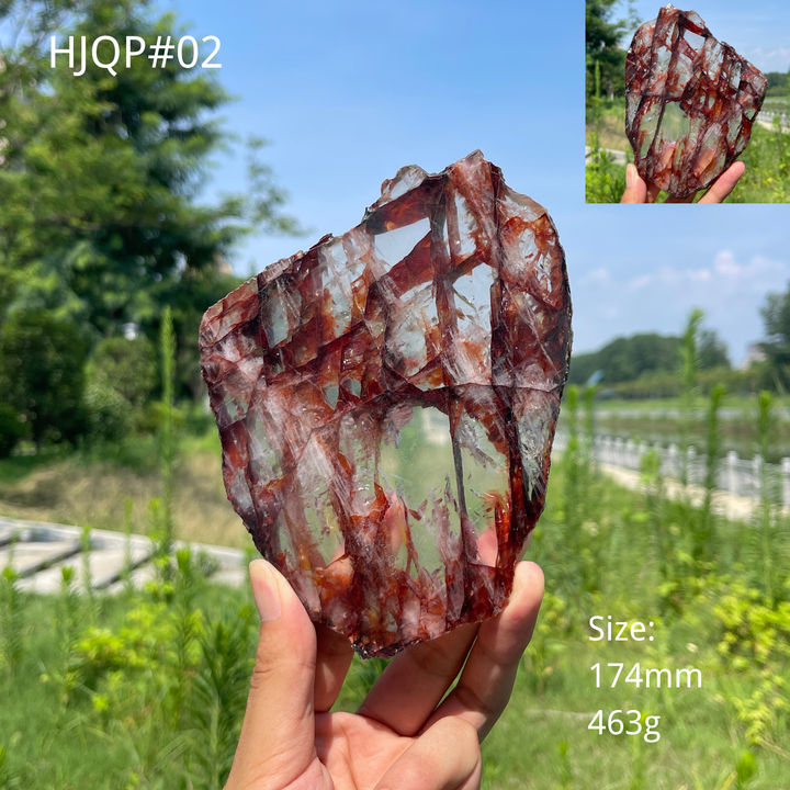 Unique,Natural Crystal Fiery Fire Quartz Slice