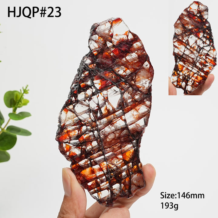 Unique,A Slightly Imperfect Natural Vibrant Fire Quartz Slice