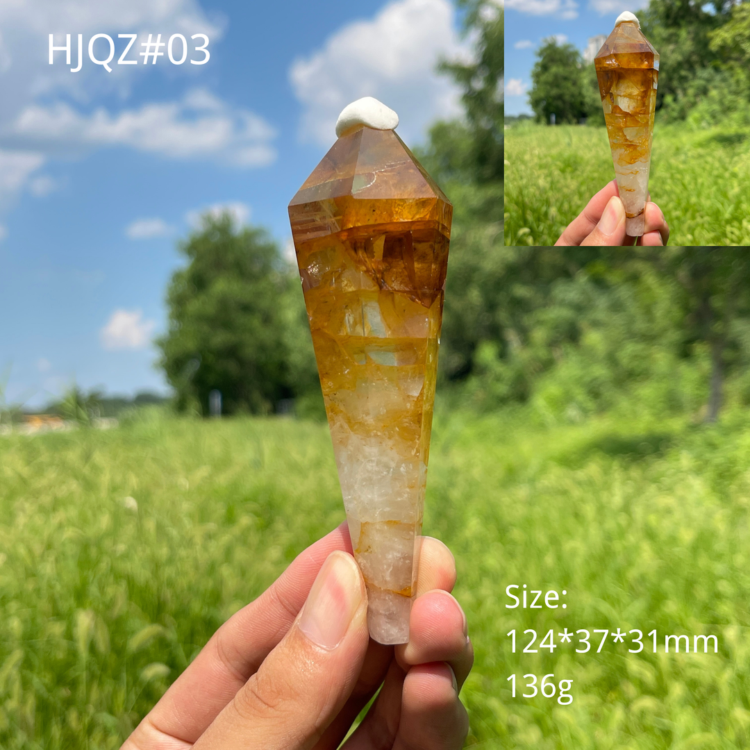 Unique,Natural Crystal Golden Healer Wand