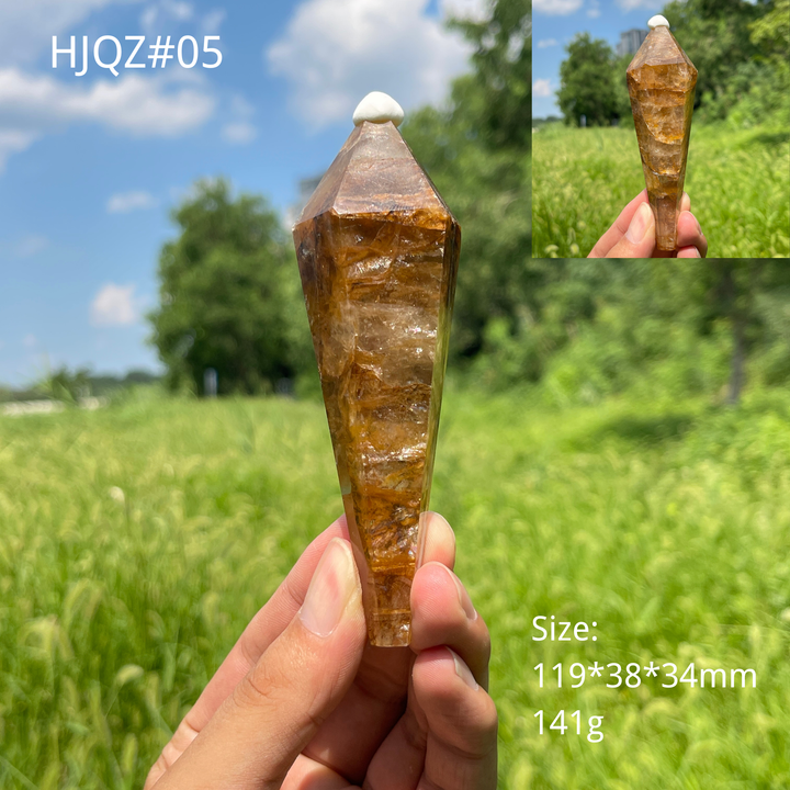Unique,Natural Crystal Golden Healer Wand
