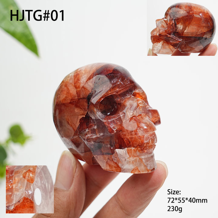 Unique,A Slightly Imperfect Natural Crystal Fire Quartz Skull Carving