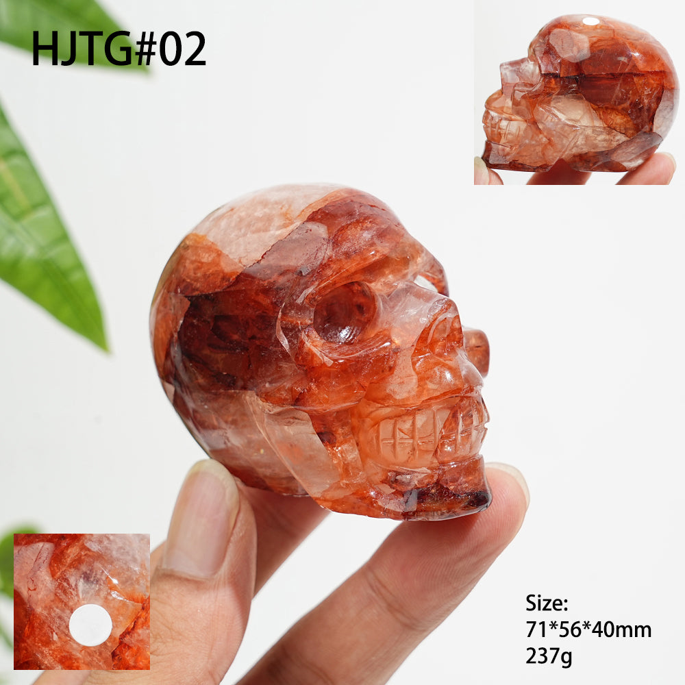 Unique,A Slightly Imperfect Natural Crystal Fire Quartz Skull Carving