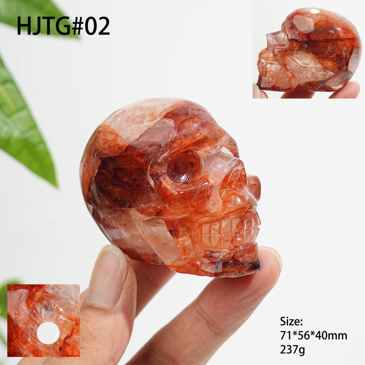 Unique,A Slightly Imperfect Natural Crystal Fire Quartz Skull Carving