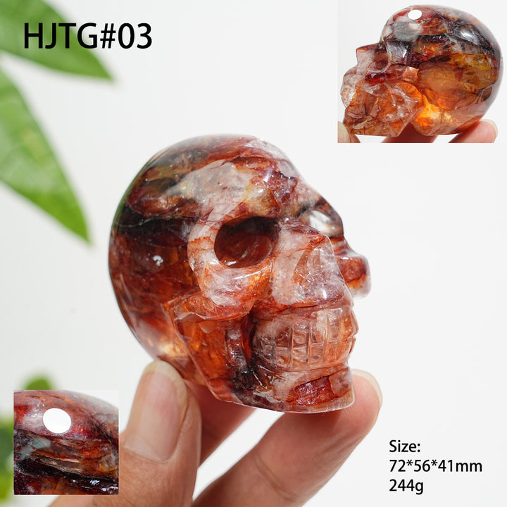 Unique,A Slightly Imperfect Natural Crystal Fire Quartz Skull Carving