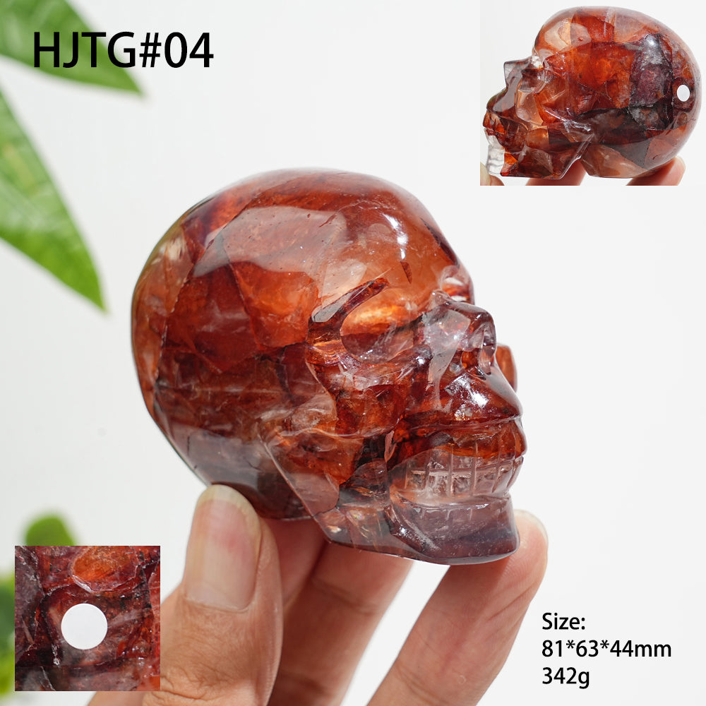 Unique,A Slightly Imperfect Natural Crystal Fire Quartz Skull Carving