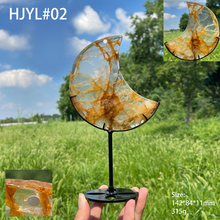 Unique,A Slightly Imperfect Natural Crystal Golden Healer Moon