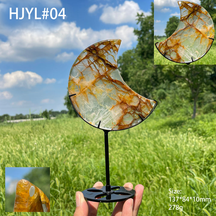 Unique,A Slightly Imperfect Natural Crystal Golden Healer Moon