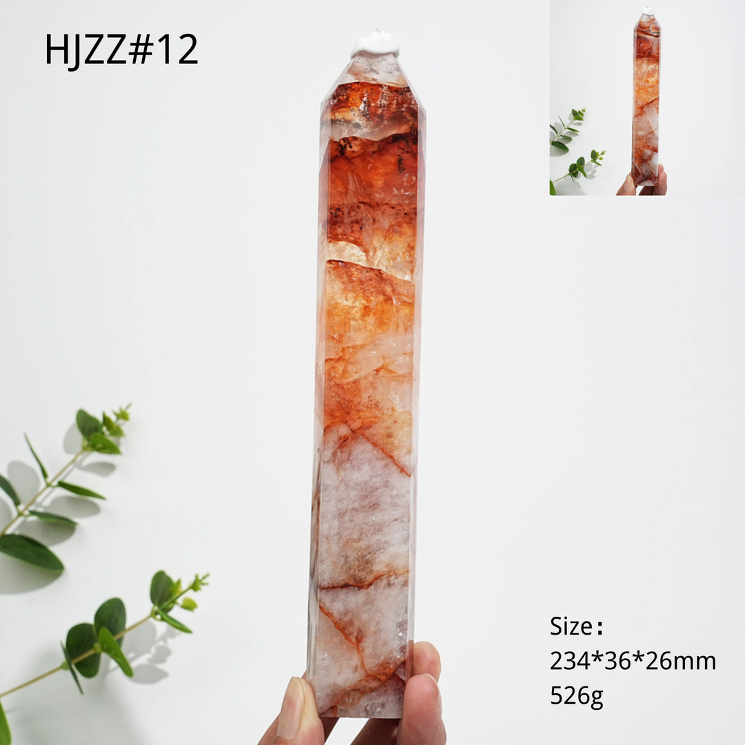 Punto de Cristal de Cuarzo de Fuego Natural y Único