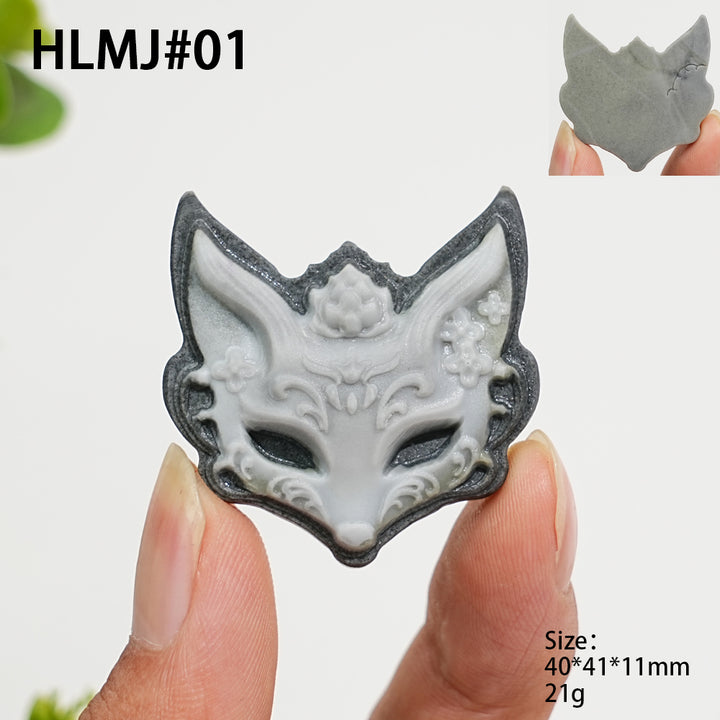 Unique,Natural Crystal Carving TaiJi Stone Fox Mask