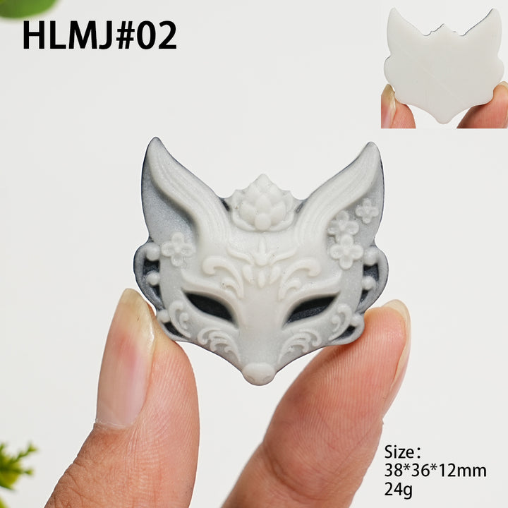 Unique,Natural Crystal Carving TaiJi Stone Fox Mask