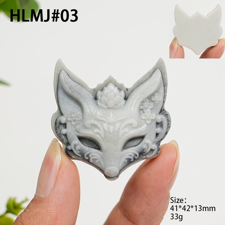 Unique,Natural Crystal Carving TaiJi Stone Fox Mask