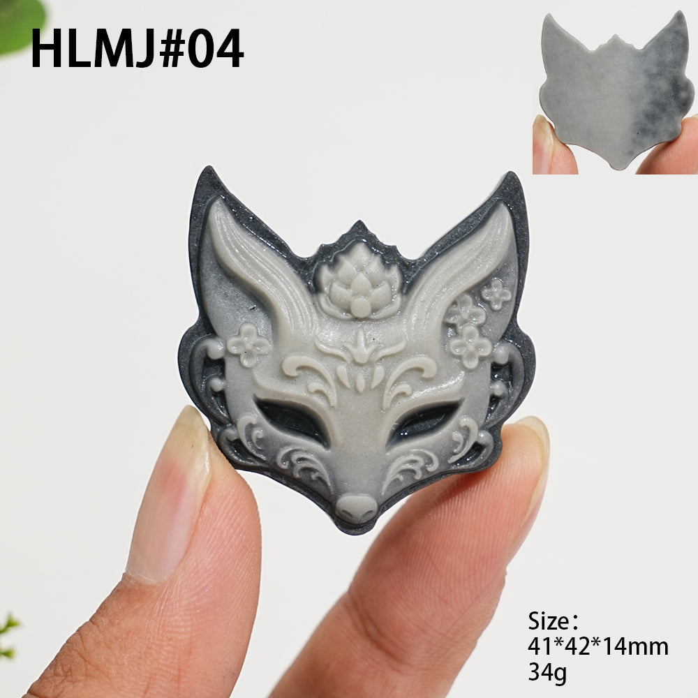 Unique,Natural Crystal Carving TaiJi Stone Fox Mask