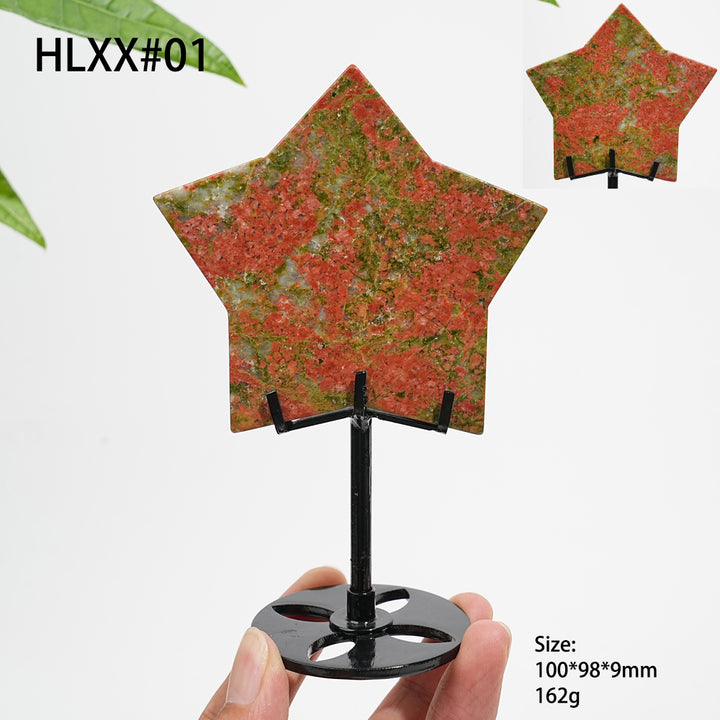 Unique,Natural Crystal Vibrant Unakite Five-Pointed Star