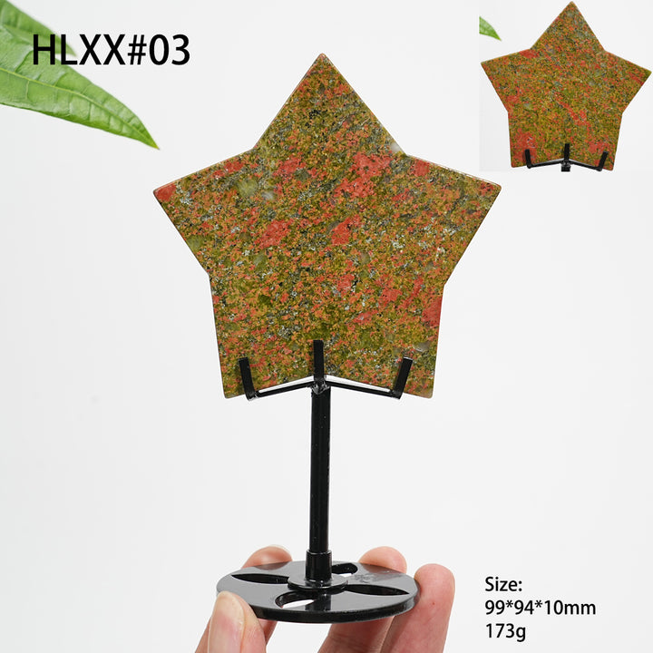 Unique,Natural Crystal Vibrant Unakite Five-Pointed Star