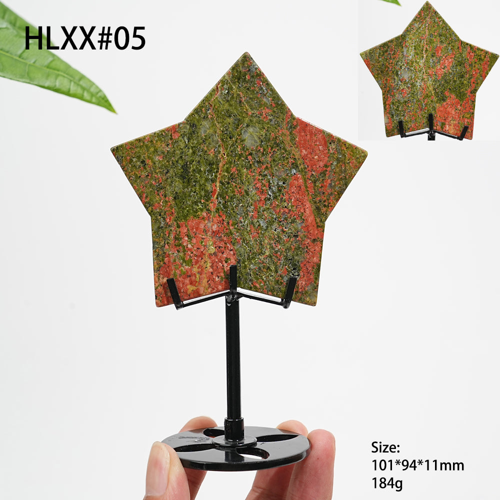 Unique,Natural Crystal Vibrant Unakite Five-Pointed Star