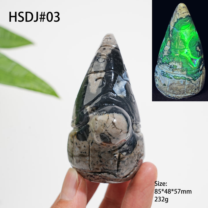 Unique,Natural Crystal Volcanic Agate Gnome Carving
