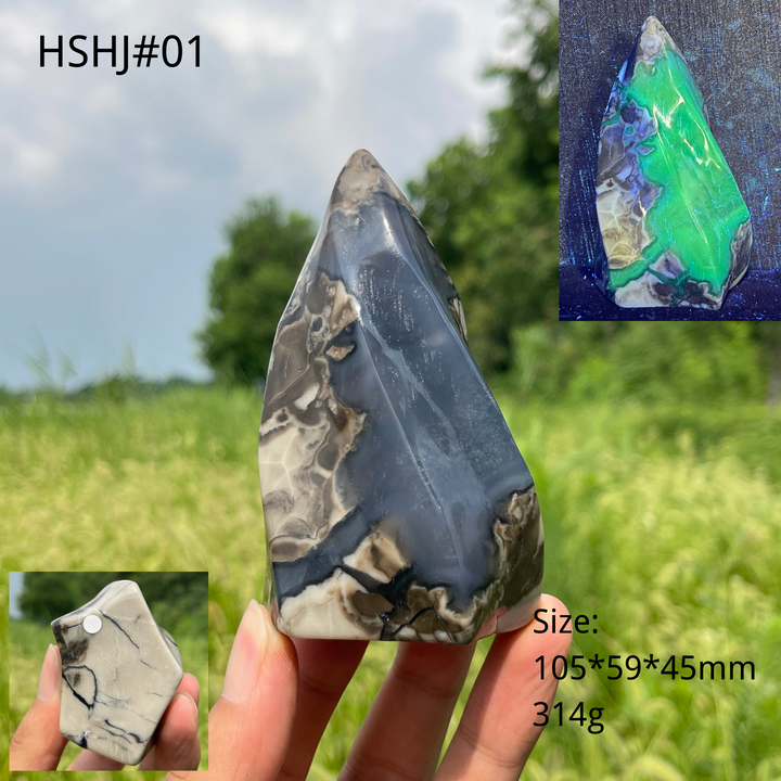 Unique,A Slightly Imperfect Natural Crystal Volcanic Agate Flame