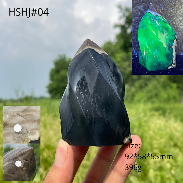 Unique,A Slightly Imperfect Natural Crystal Volcanic Agate Flame