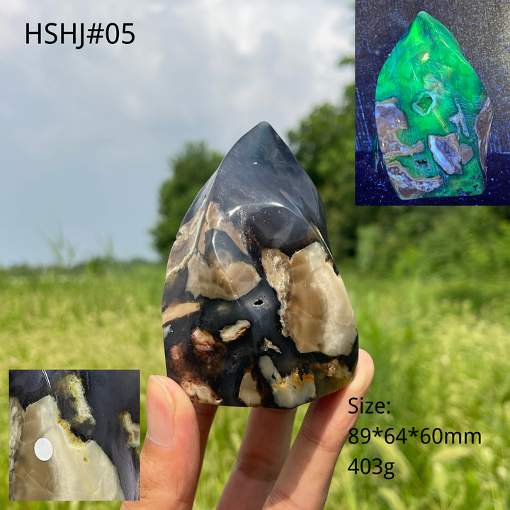 Unique,A Slightly Imperfect Natural Crystal Volcanic Agate Flame