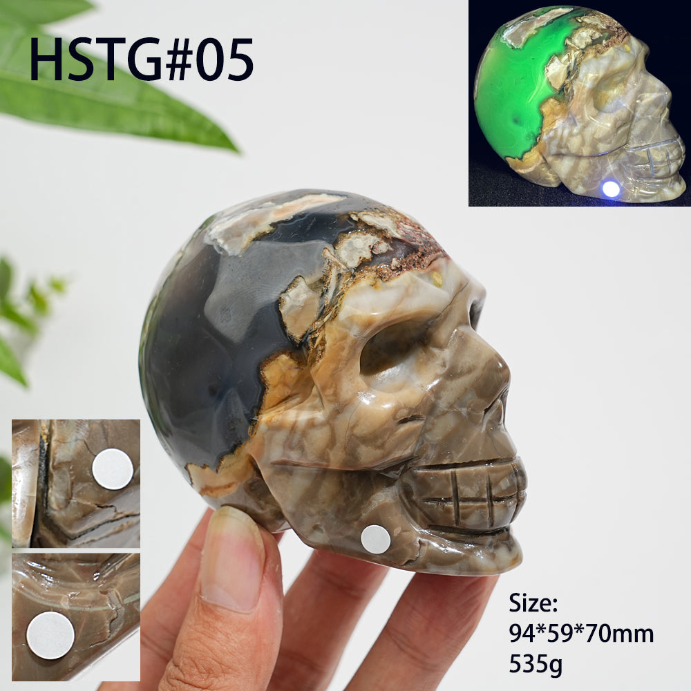 Unique,A Slightly Imperfect Natural Crystal Volcanic Agate Skull Carving