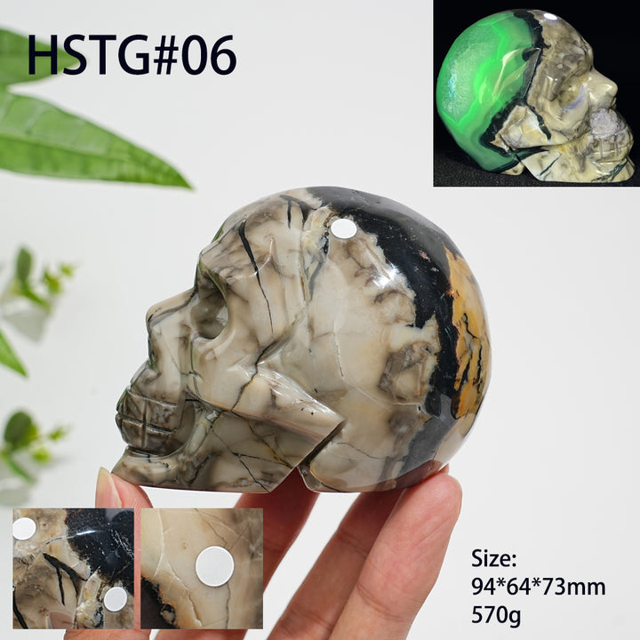 Unique,A Slightly Imperfect Natural Crystal Volcanic Agate Skull Carving