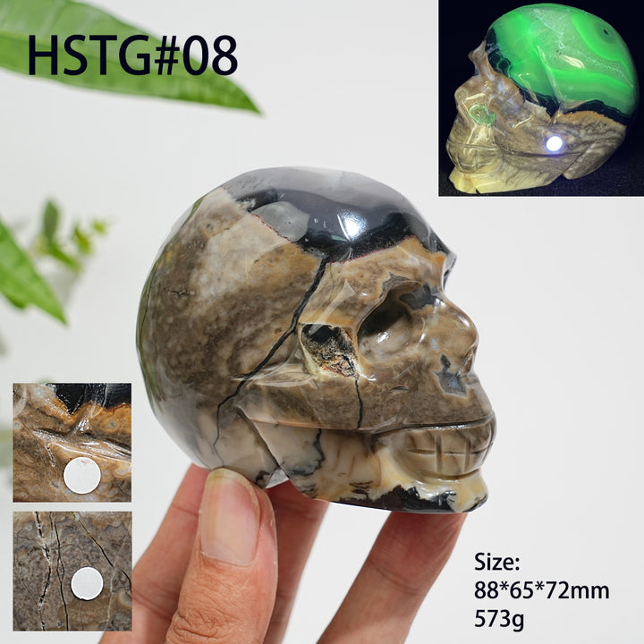 Unique,A Slightly Imperfect Natural Crystal Volcanic Agate Skull Carving