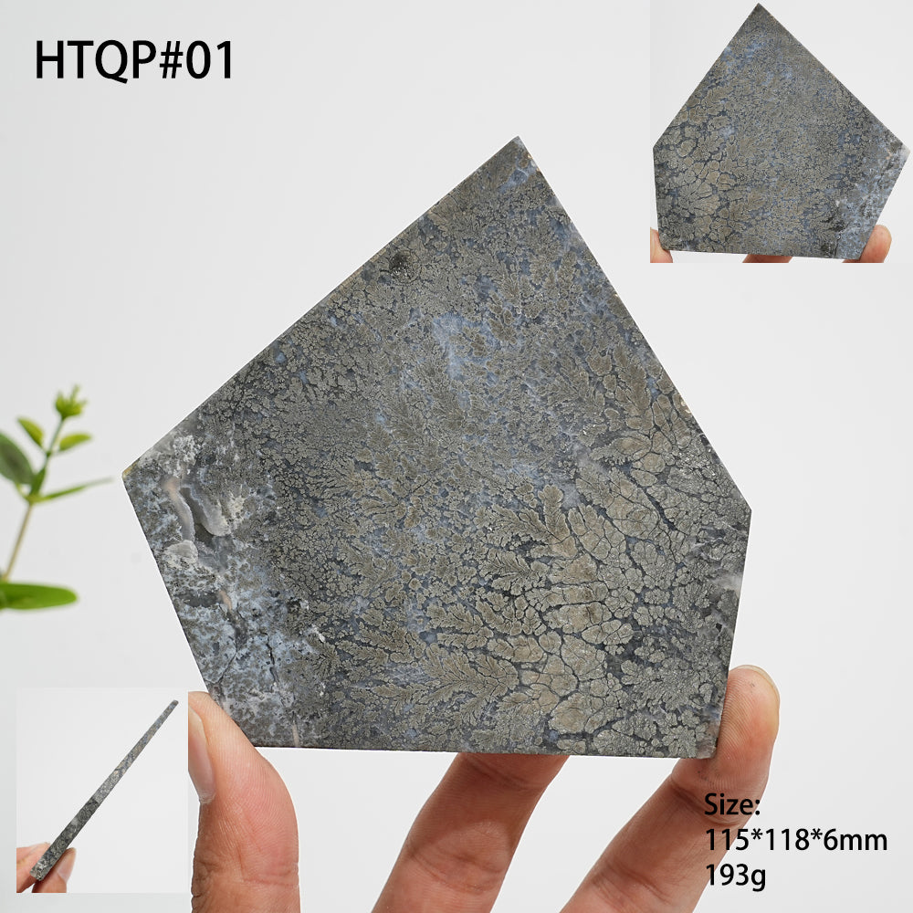 Unique,Natural Crystal Agate With Pyrite Slice