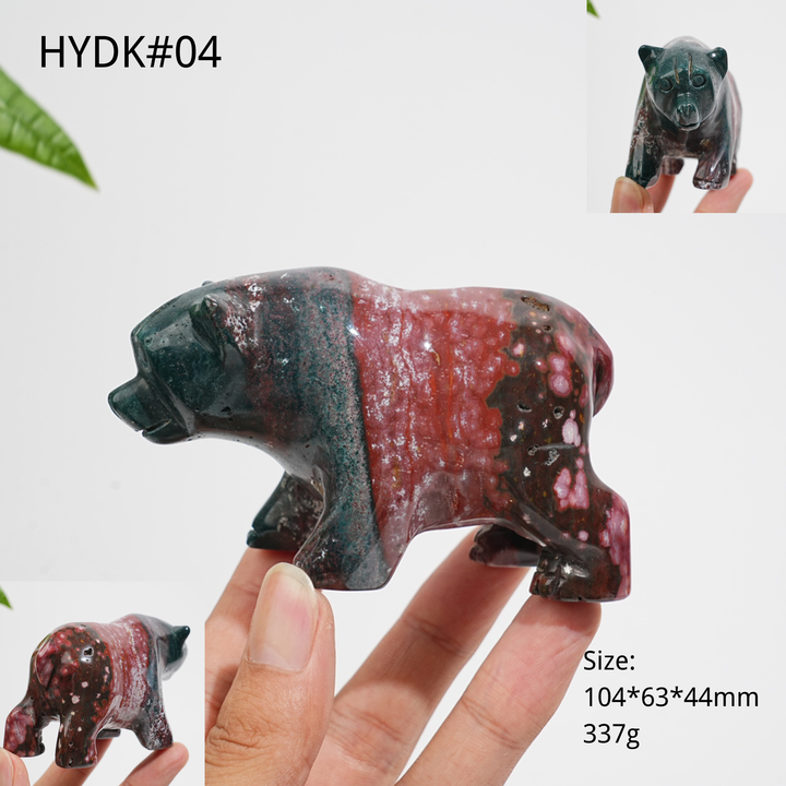 Unique, Natural Crystal Lovely Ocean Jasper Bear Carving