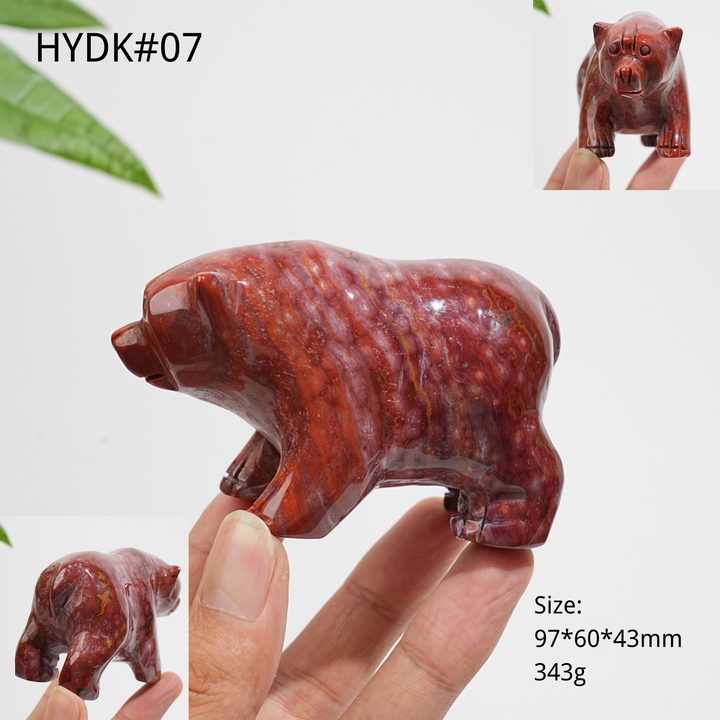 Unique, Natural Crystal Lovely Ocean Jasper Bear Carving
