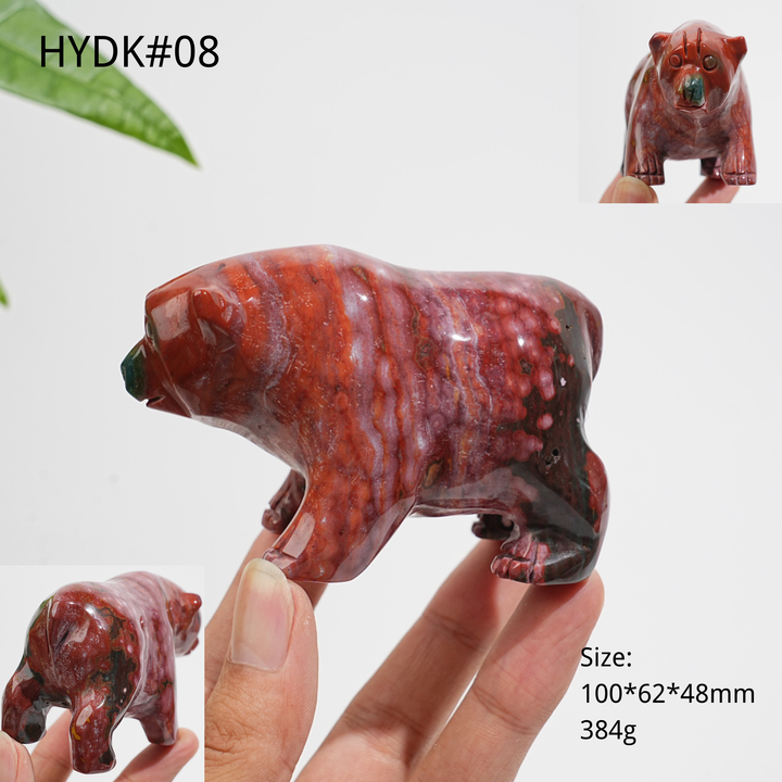 Unique, Natural Crystal Lovely Ocean Jasper Bear Carving