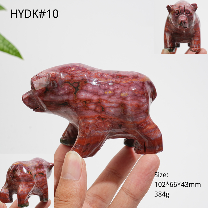 Unique, Natural Crystal Lovely Ocean Jasper Bear Carving