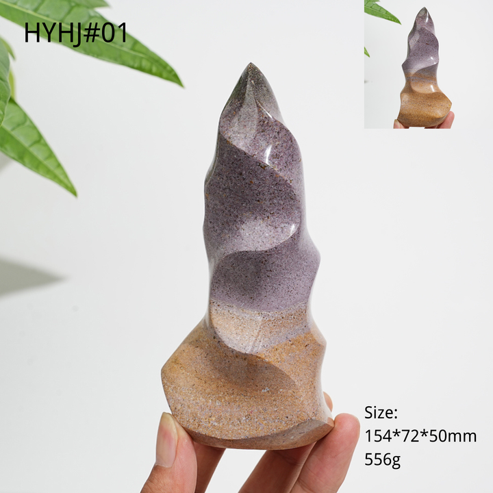 Unique,Natural Crystal Ocean Jasper Torch Flame Carving