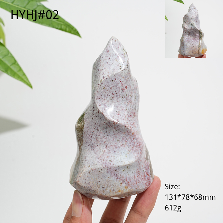 Unique,Natural Crystal Ocean Jasper Torch Flame Carving