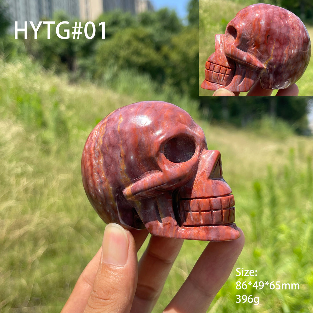 Unique,Natural Crystal Vibrant Ocean Jasper Skull Carving