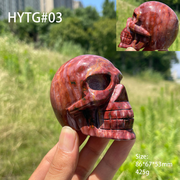 Unique,Natural Crystal Vibrant Ocean Jasper Skull Carving