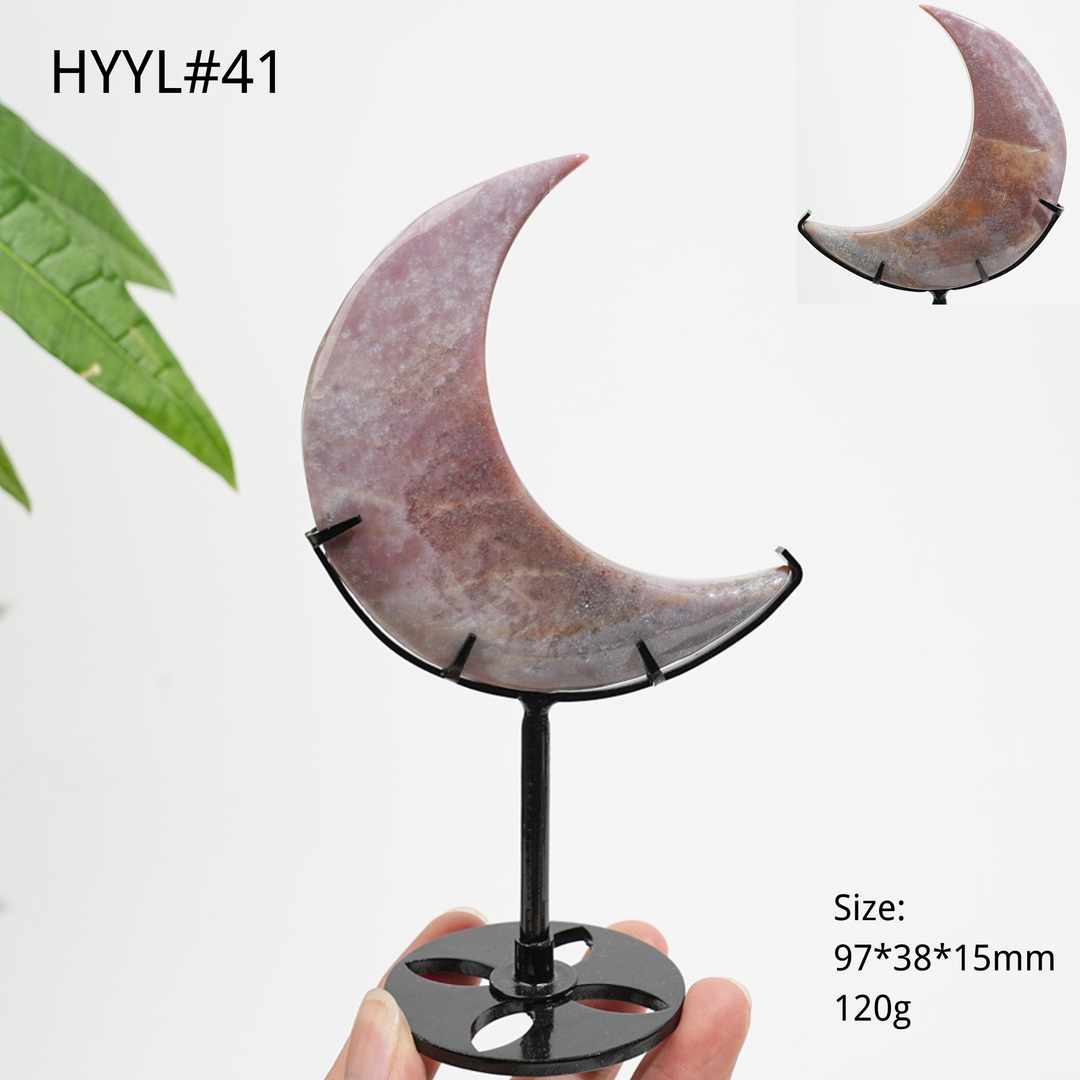 Luna Creciente de Jaspe Oceánico de Cristal Natural Única