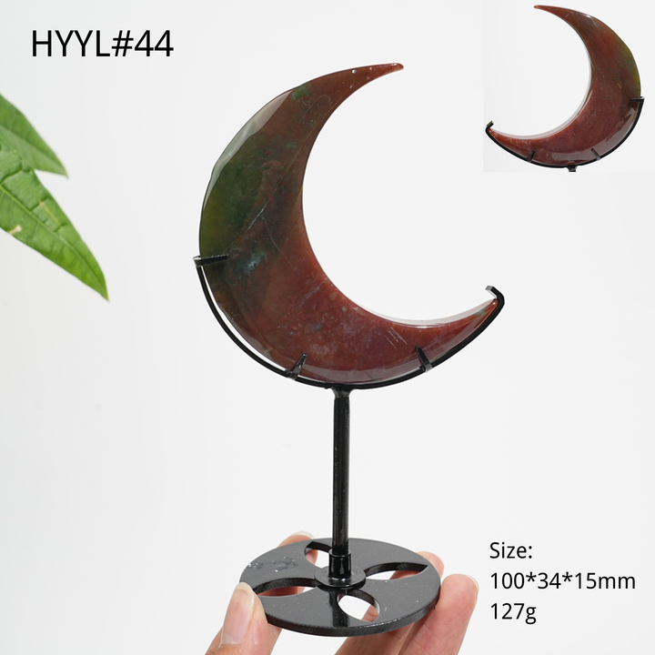 Luna Creciente de Jaspe Oceánico de Cristal Natural Única