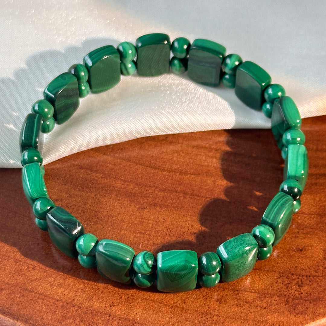Malachite Square Bead Bracelet 12.2-12.4mm