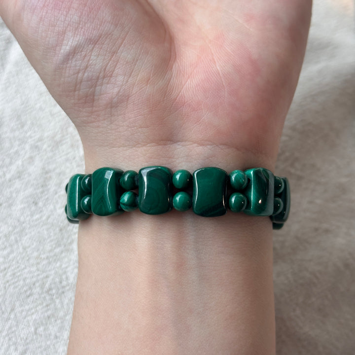 Malachite Square Bead Bracelet 12.2-12.4mm