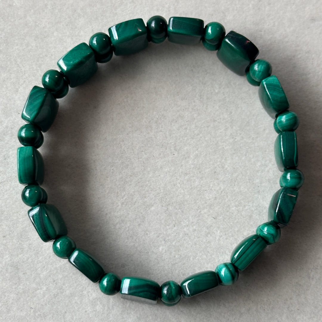 Malachite Square Bead Bracelet 12.2-12.4mm