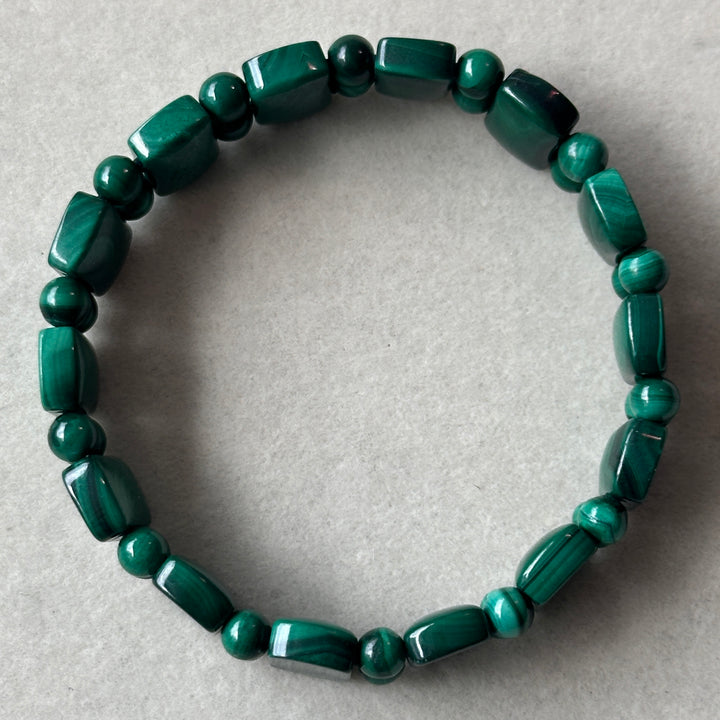 Malachite Square Bead Bracelet 12.2-12.4mm