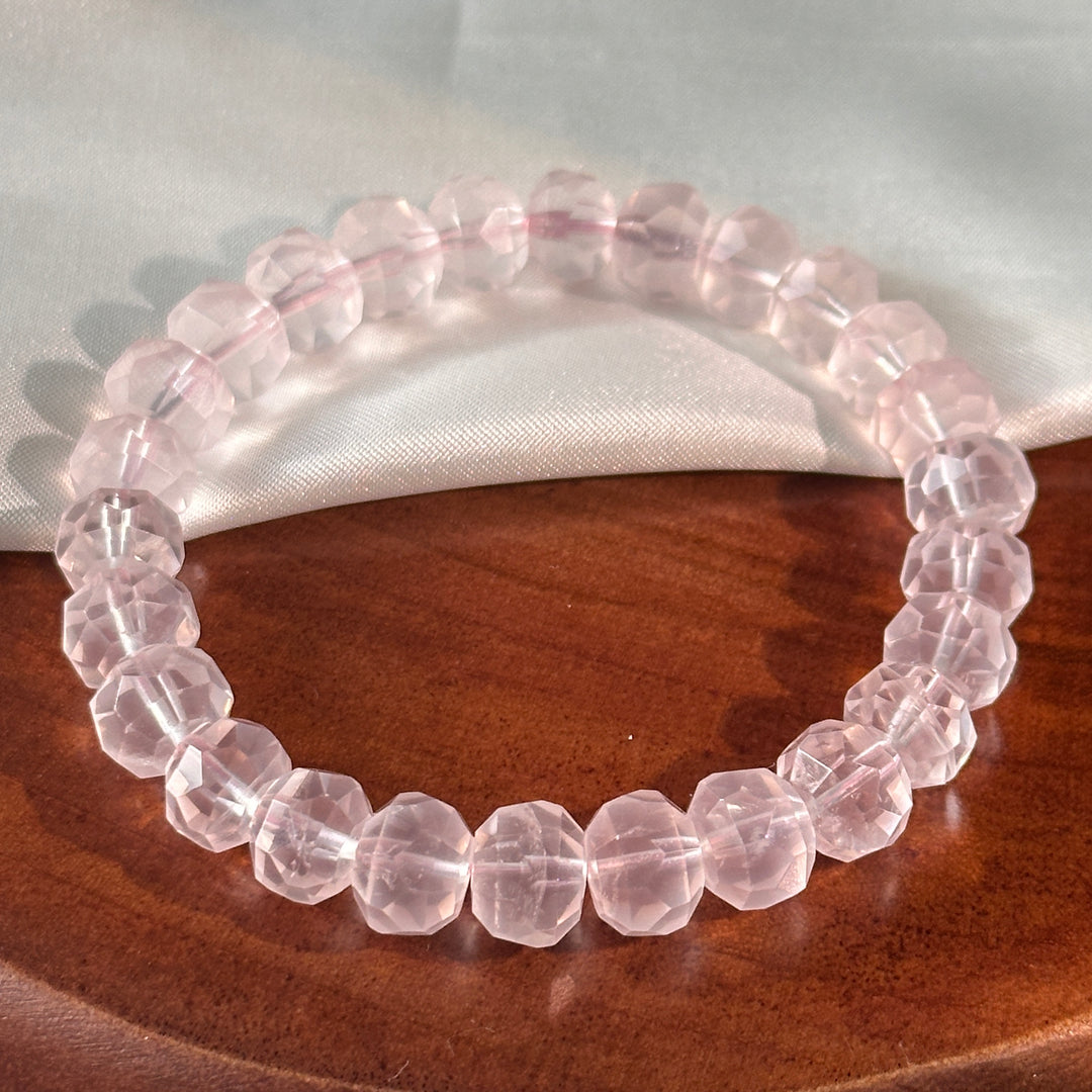 Rose Quartz Faceted Bracelet 9.3-9.8mm