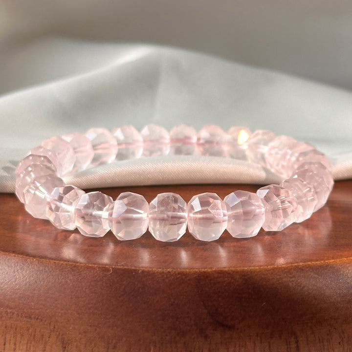 Rose Quartz Faceted Bracelet 9.3-9.8mm