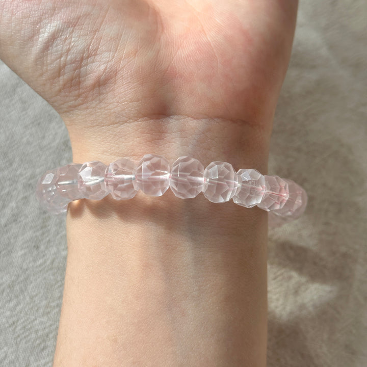 Rose Quartz Faceted Bracelet 9.3-9.8mm