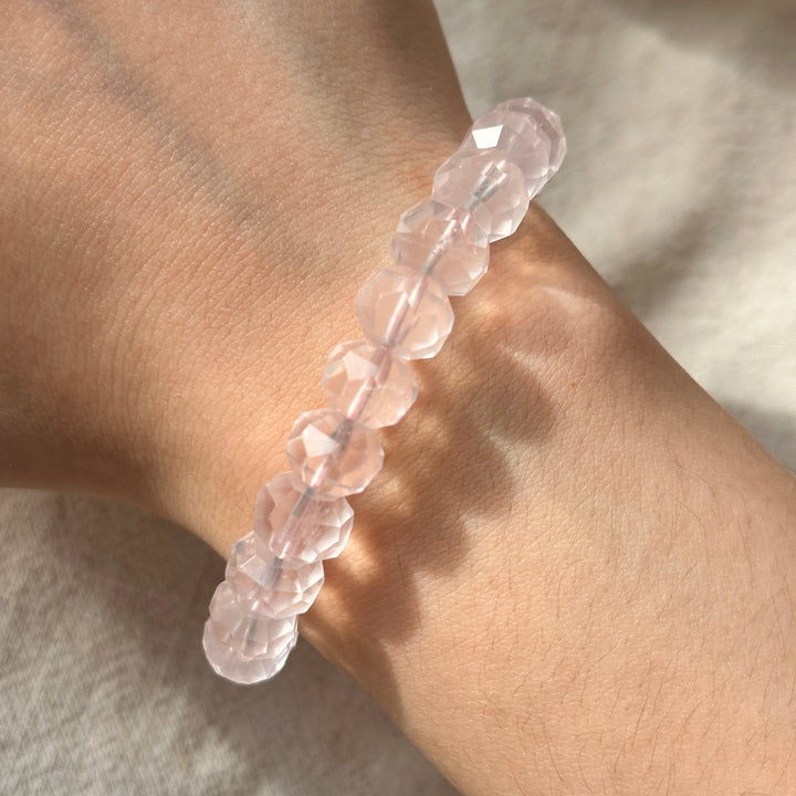 Rose Quartz Faceted Bracelet 9.3-9.8mm