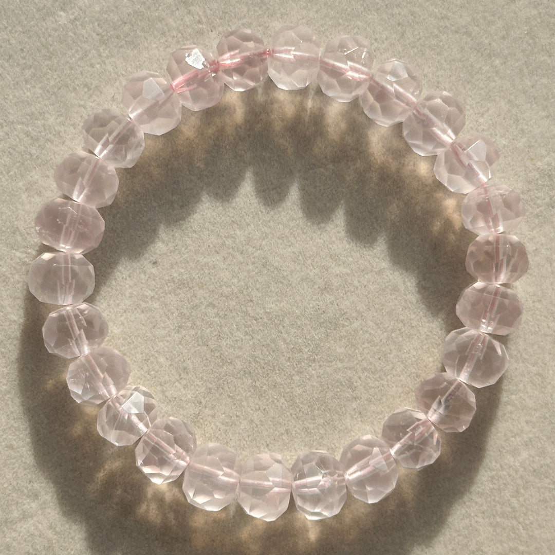 Rose Quartz Faceted Bracelet 9.3-9.8mm