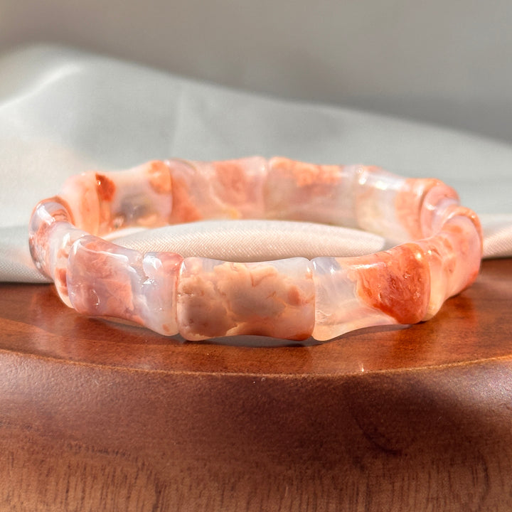 Flower Agate Square Bracelet 10.5-12.0mm